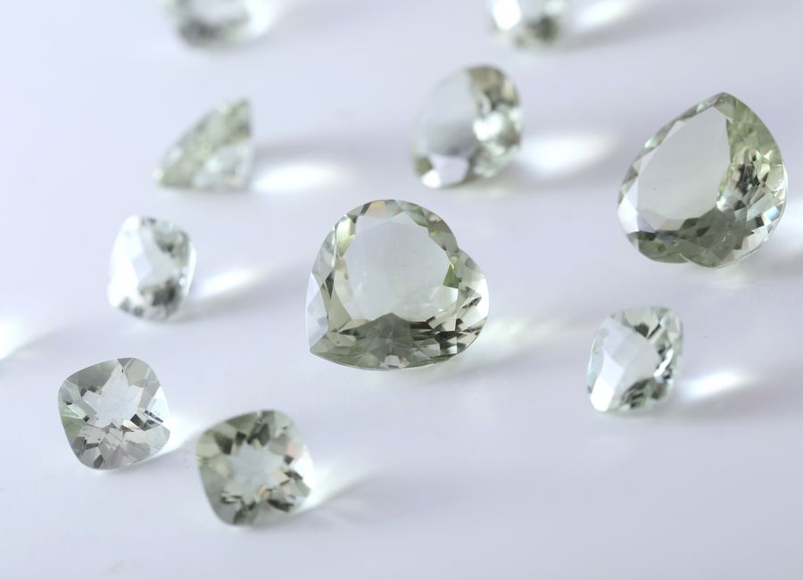 Loose faceted gemstones used in Aurelia's bespoke designs